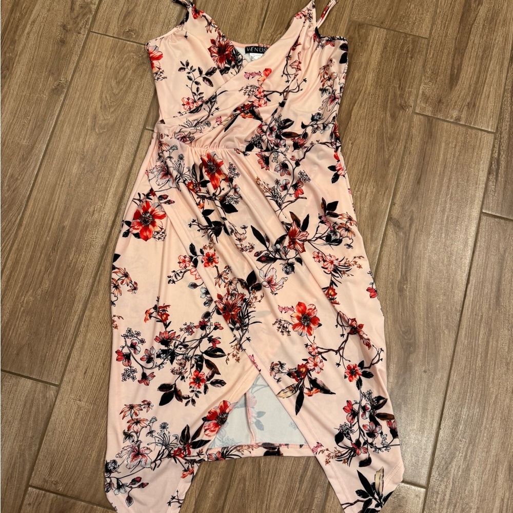 VENUS Red and Blue Asymmetrical High-Low Sundress